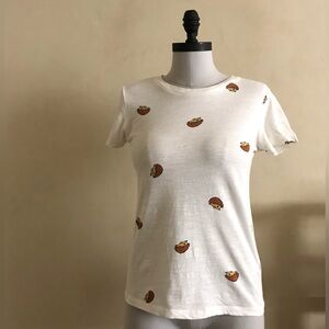 Forever 21 White Tee with Hedgehog Print